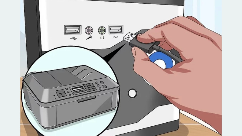 Cách kết nối máy in với laptop Win 11 bằng cáp USB