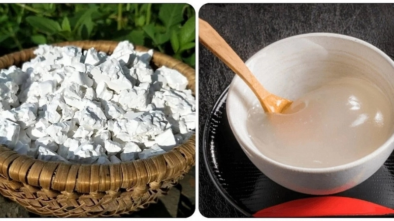 Hình ảnh thạch sắn dây sau khi nấu, trong vắt và sánh mịn