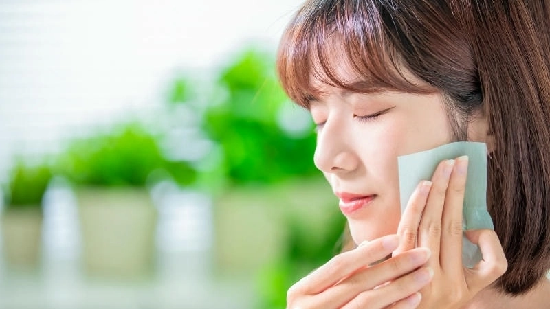 Dùng giấy thấm dầu là cách đơn giản để kiểm tra lượng dầu trên da mặt