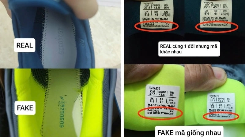 Tem giày ASICS chính hãng in sắc nét, mã sản phẩm rõ ràng