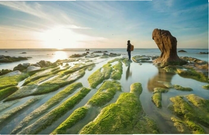 Bãi biển Cổ Thạch với những tảng đá nhiều màu sắc dưới ánh nắng