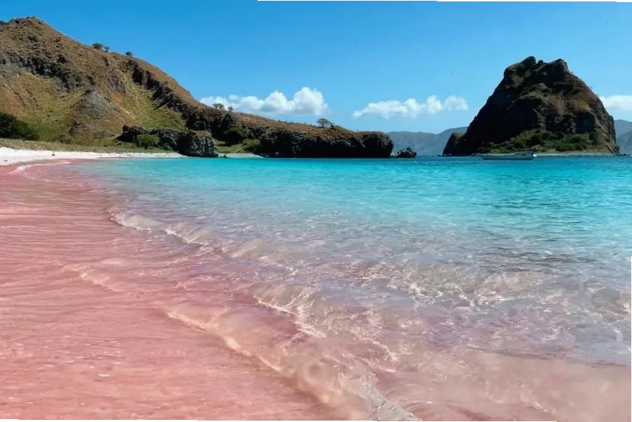 Bãi biển Hồng (Pink Beach) ở Lombok với màu cát độc đáo
