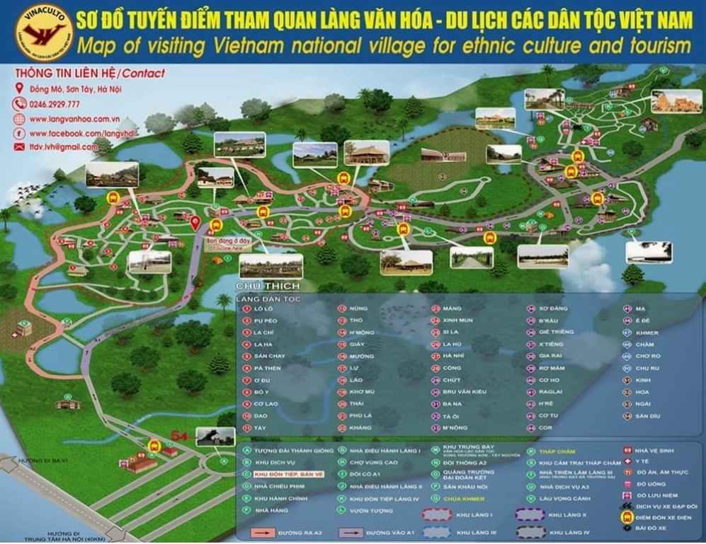 Bản đồ chi tiết các khu vực trong làng Văn hóa Du lịch các dân tộc Việt Nam