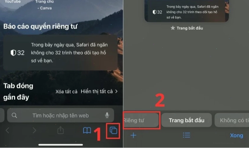Cách sử dụng chế độ tìm kiếm ẩn danh trên trình duyệt Safari trên iOS