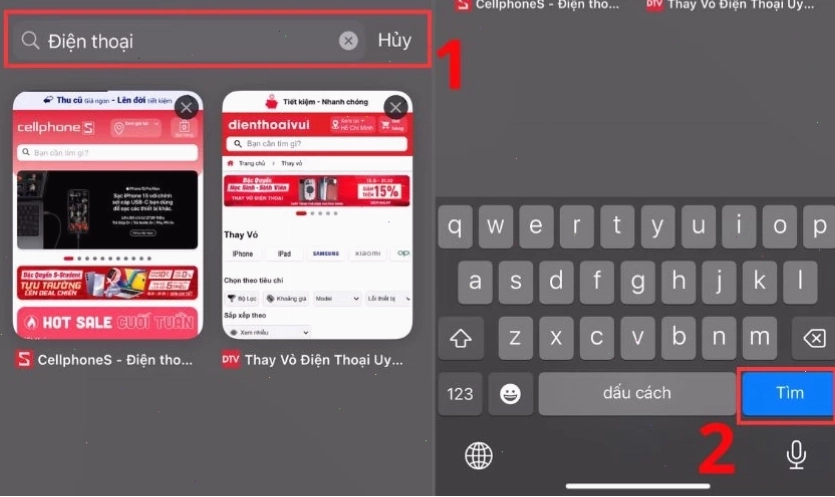 Cách tìm tab đang mở trên Safari bằng từ khoá