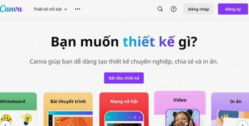 Đăng nhập hoặc đăng ký tài khoản Canva để bắt đầu thiết kế