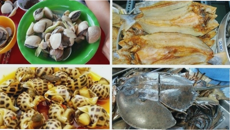Hải sản tươi ngon tại biển Tân Thành