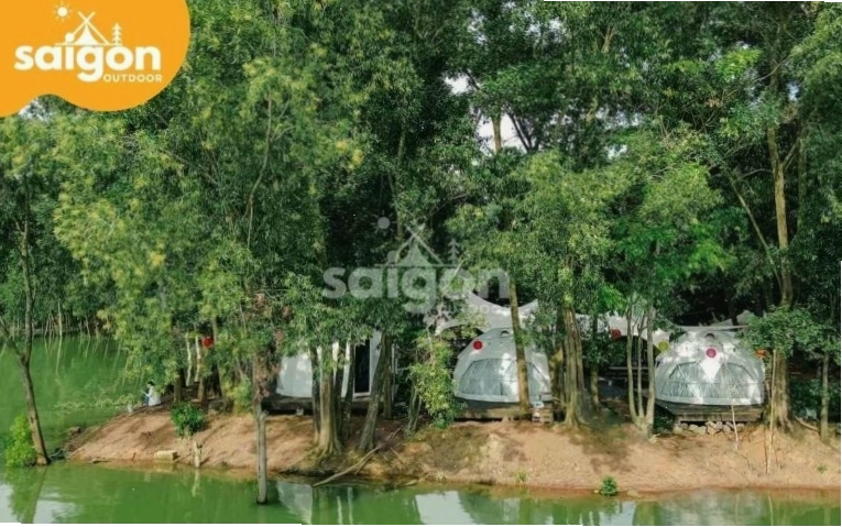 Khu vực vườn Tràm xanh mướt ven Hồ Trị An