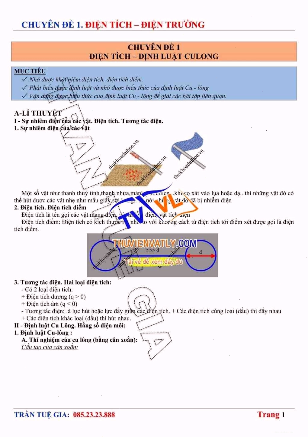 Minh họa đường sức điện của một điện tích dương và âm