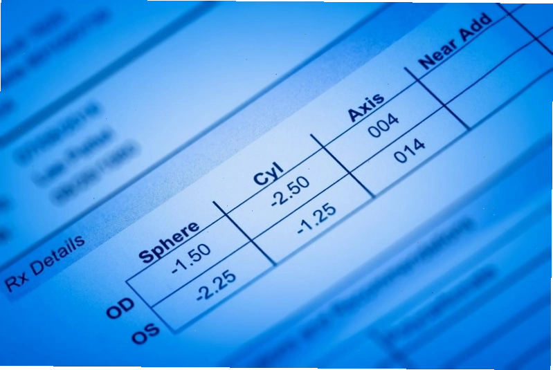 Minh họa phiếu đo mắt với các chỉ số SPH và Cyl