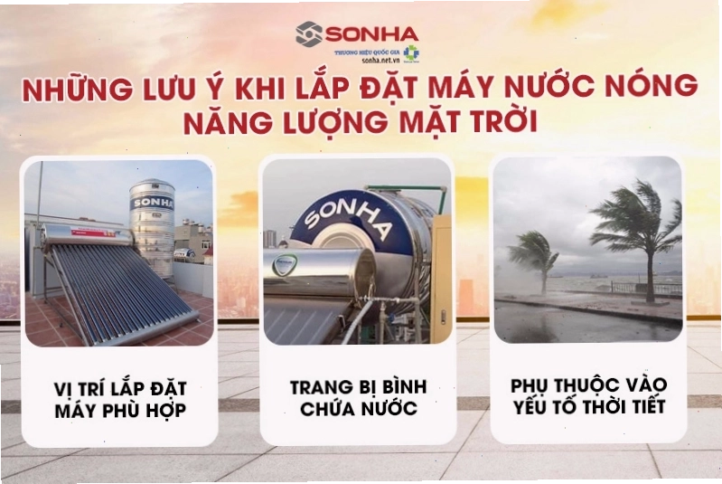 Những lưu ý quan trọng khi lắp đặt máy nước nóng năng lượng mặt trời