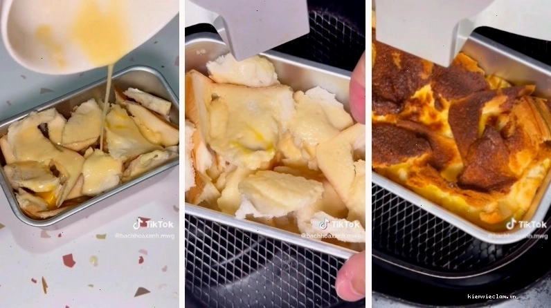 Quá trình nướng bánh mì trên chảo với bơ thơm lừng