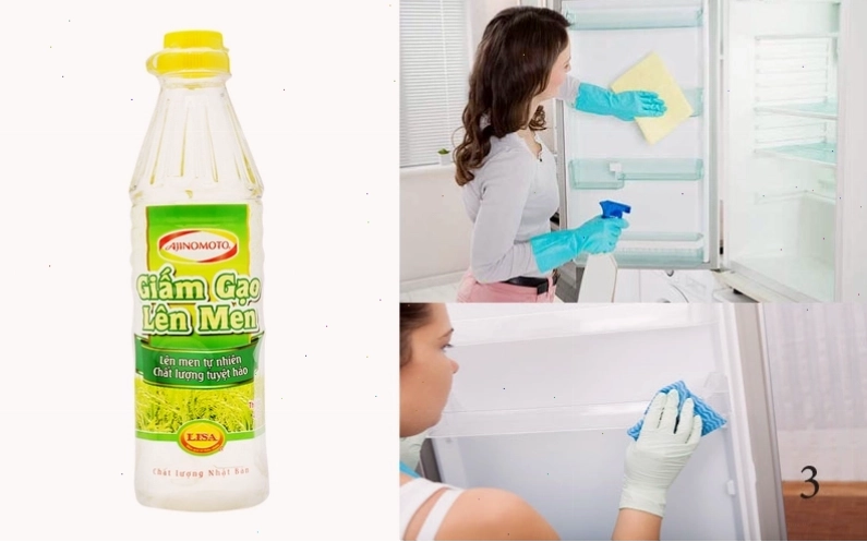 Sử dụng bình xịt phun sương để xịt dung dịch giấm làm sạch tủ lạnh