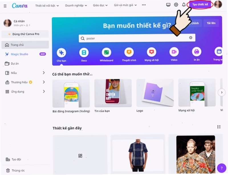 Tạo thiết kế poster mới trên Canva