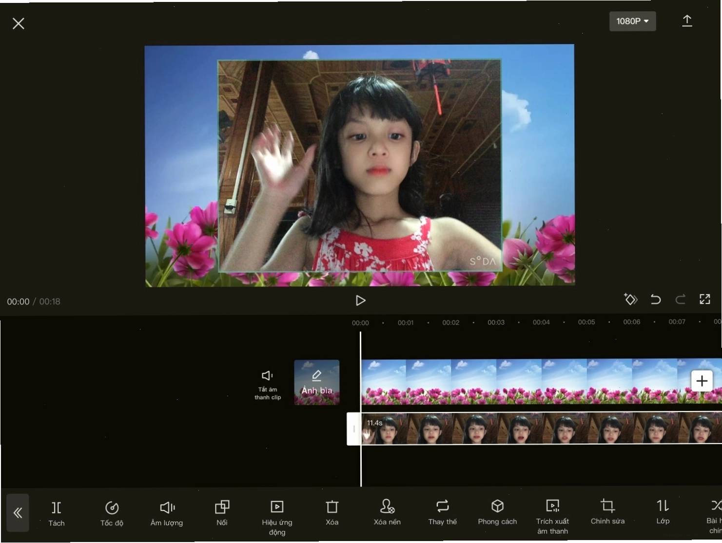 Thêm hiệu ứng chuyển cảnh giữa các video clip trong Capcut