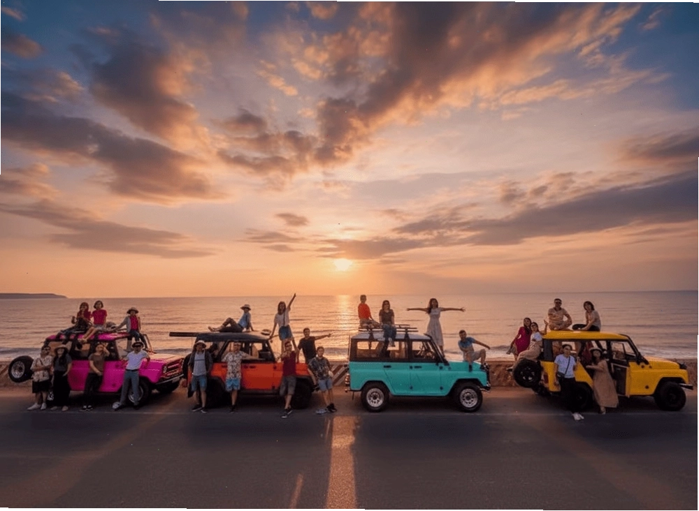 Thuê xe jeep khám phá Đồi Cát Trắng là lựa chọn phổ biến của du khách