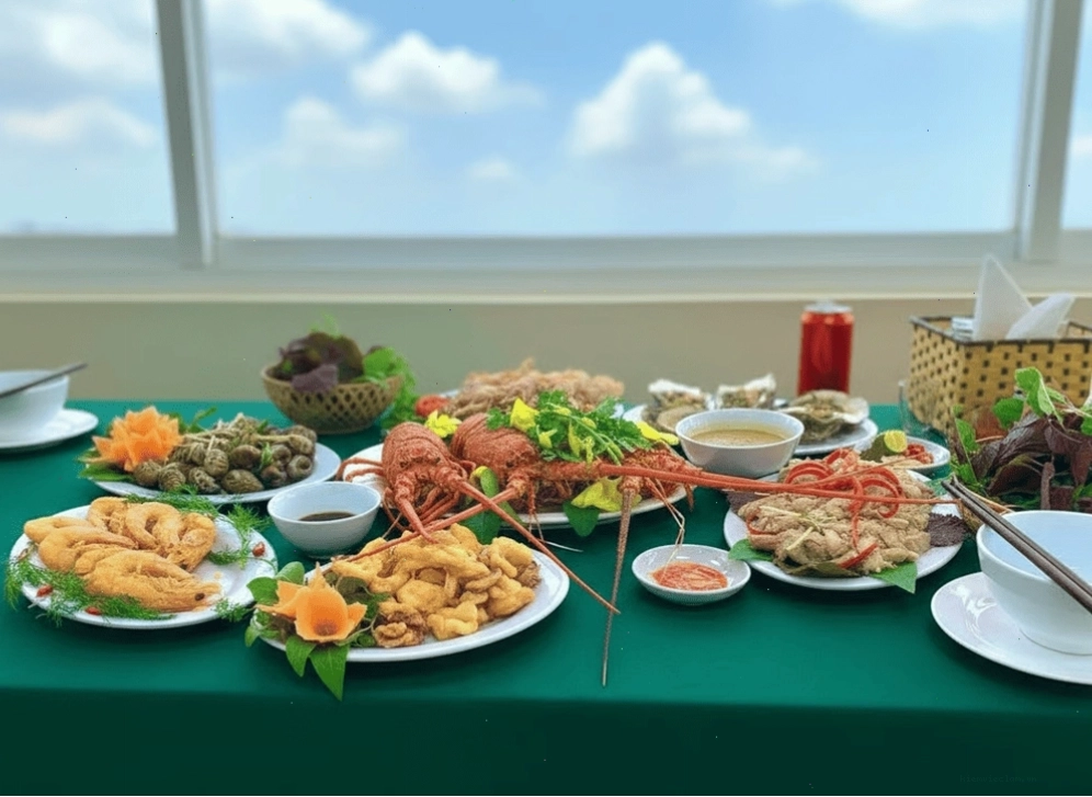 Thưởng thức hải sản tại biển Hải Tiến