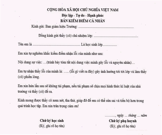 Viết nội dung bản kiểm điểm một cách trung thực và khách quan