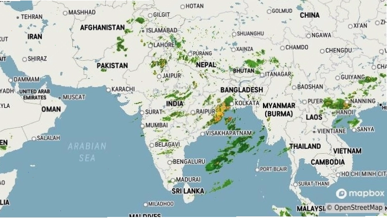 Port Blair weather radar displaying current atmospheric conditions