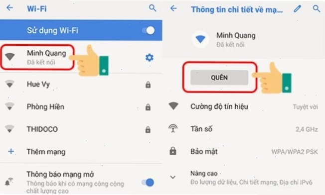 Quên mạng WiFi và kết nối lại là giải pháp hữu hiệu